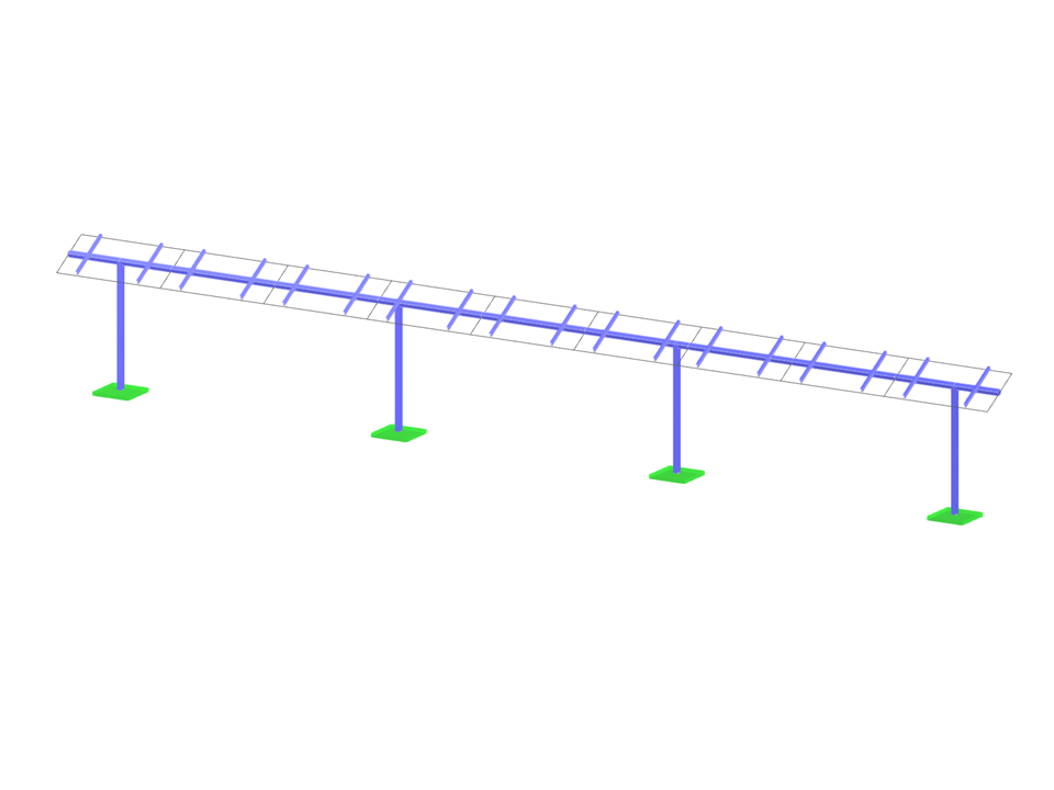 Detail view of a steel supporting structure for photovoltaic systems, offering corrosion resistance and mechanical stability.
