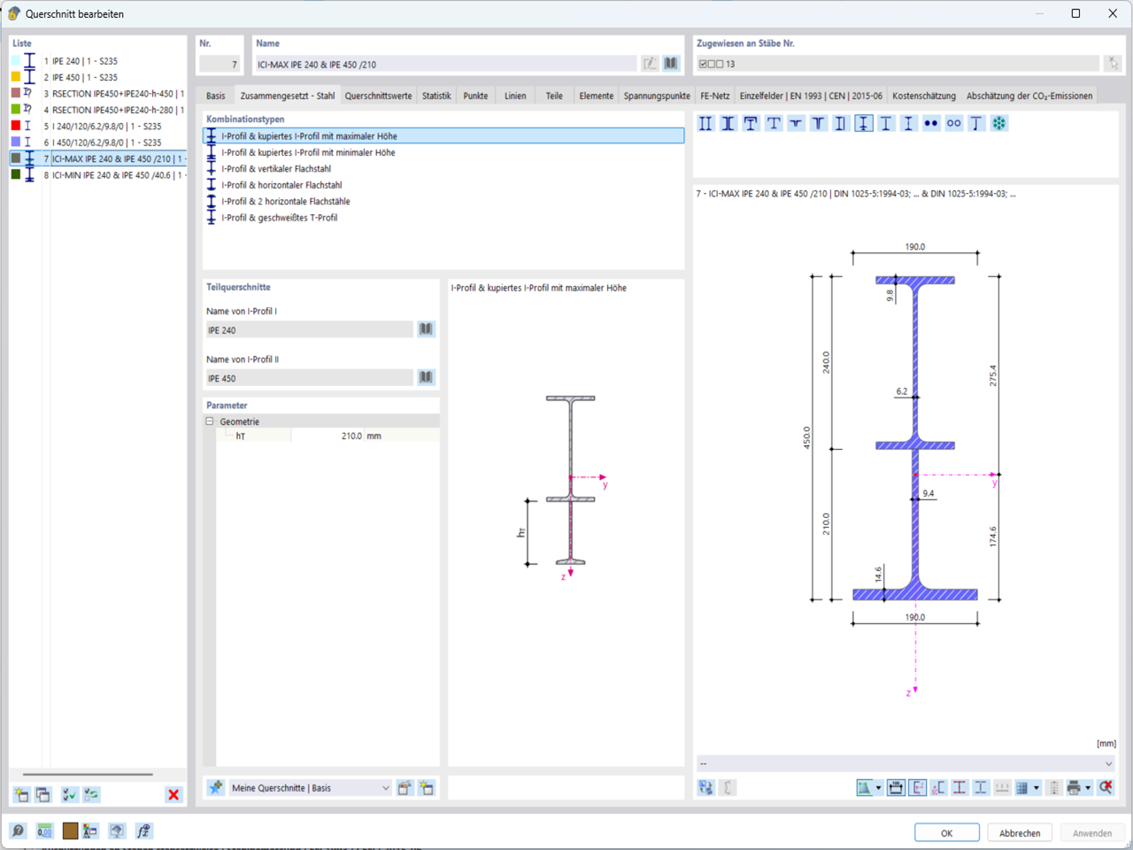 KB 2076 | Variant 4.2 – Distribution type "Linear", built-up cross-section