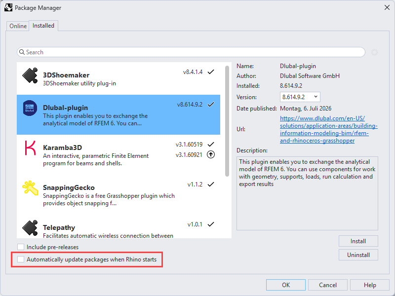 Dlubal Plugin Rhino/Grasshopper