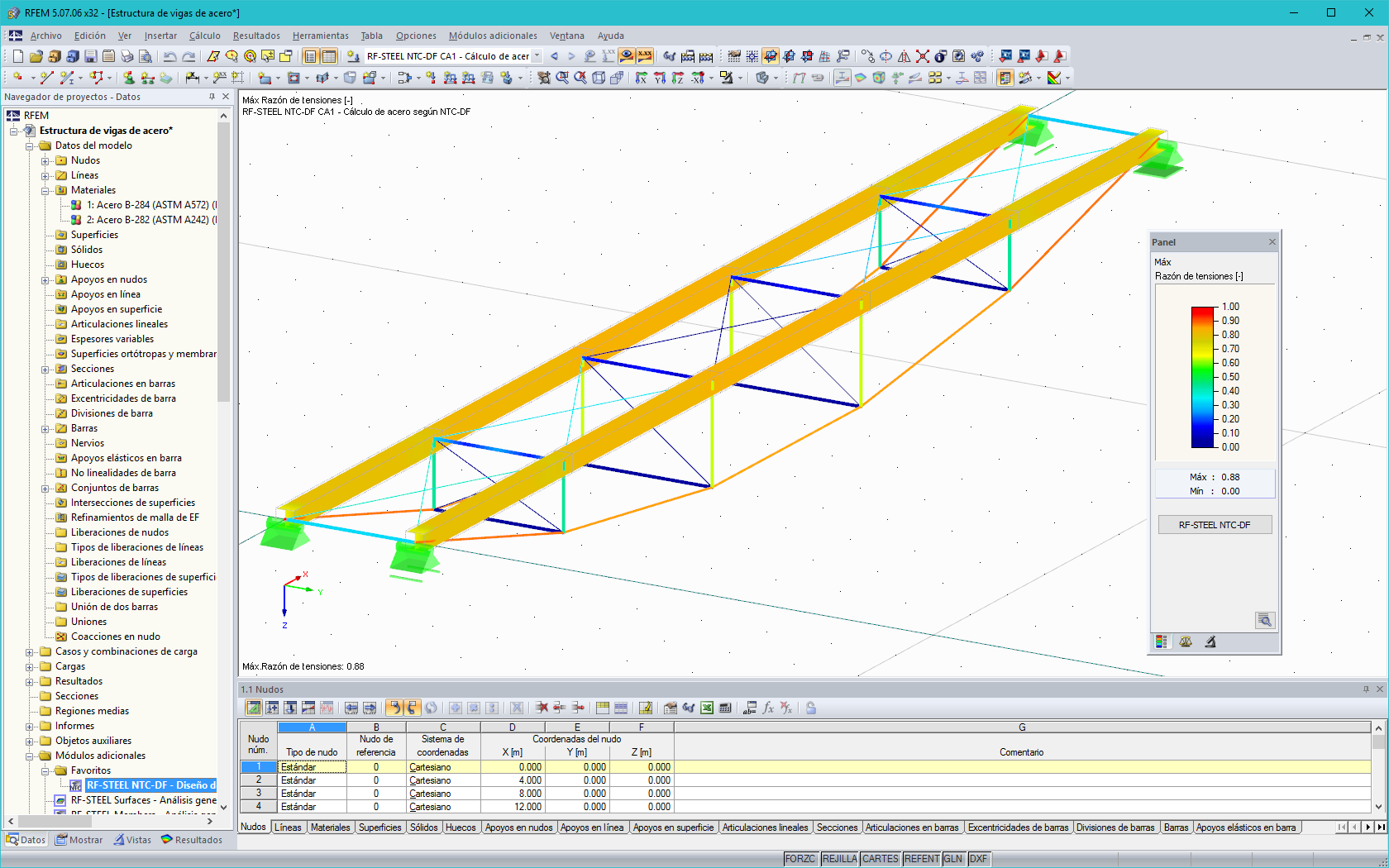 Resultados de diseño de RF-/STEEL NTC-DF en 3D