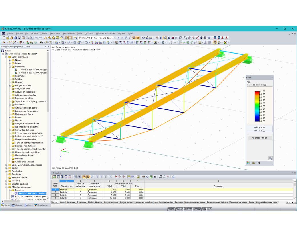 Resultados de diseño de RF-/STEEL NTC-DF en 3D