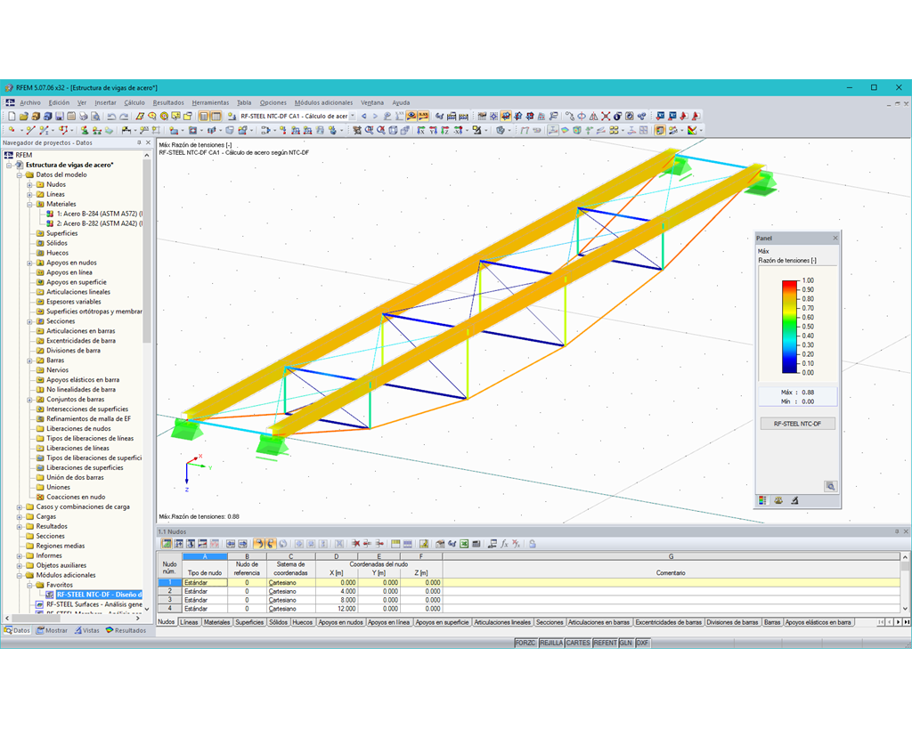Resultados de diseño de RF-/STEEL NTC-DF en 3D