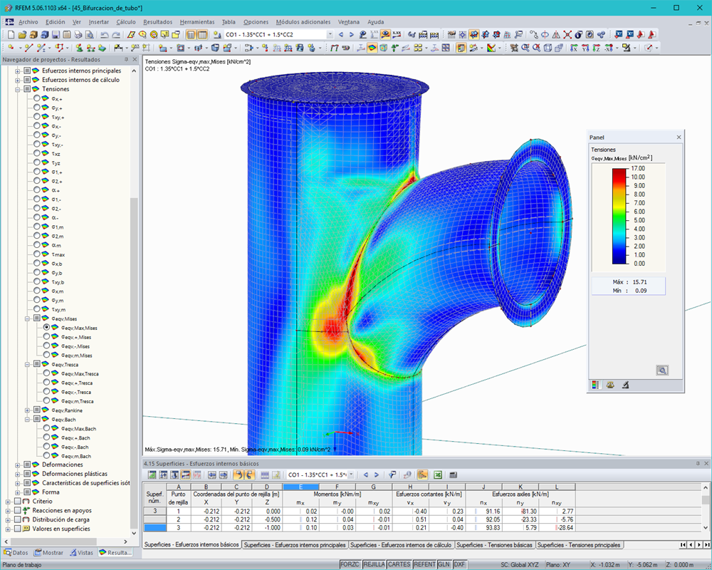Rohrabzweig - Flächenspannungen