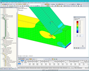 Conexión desviada en madera - Tensiones en sólidos