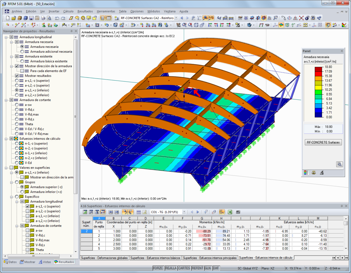 Armadura necesaria según el Eurocódigo 2 en RFEM
