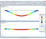 Darstellung der Verformung unter Volllast sowie plastische Verformung nach Entlastung in RFEM