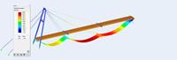 Puente atirantado "Walsersteg" sobre el río Loisach, Alemania | Modelo de RFEM con deformación | Ingenieurbüro Robert Buxbaum, Wolfratshausen, Alemania