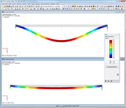 Darstellung der Verformung unter Volllast sowie plastische Verformung nach Entlastung in RFEM