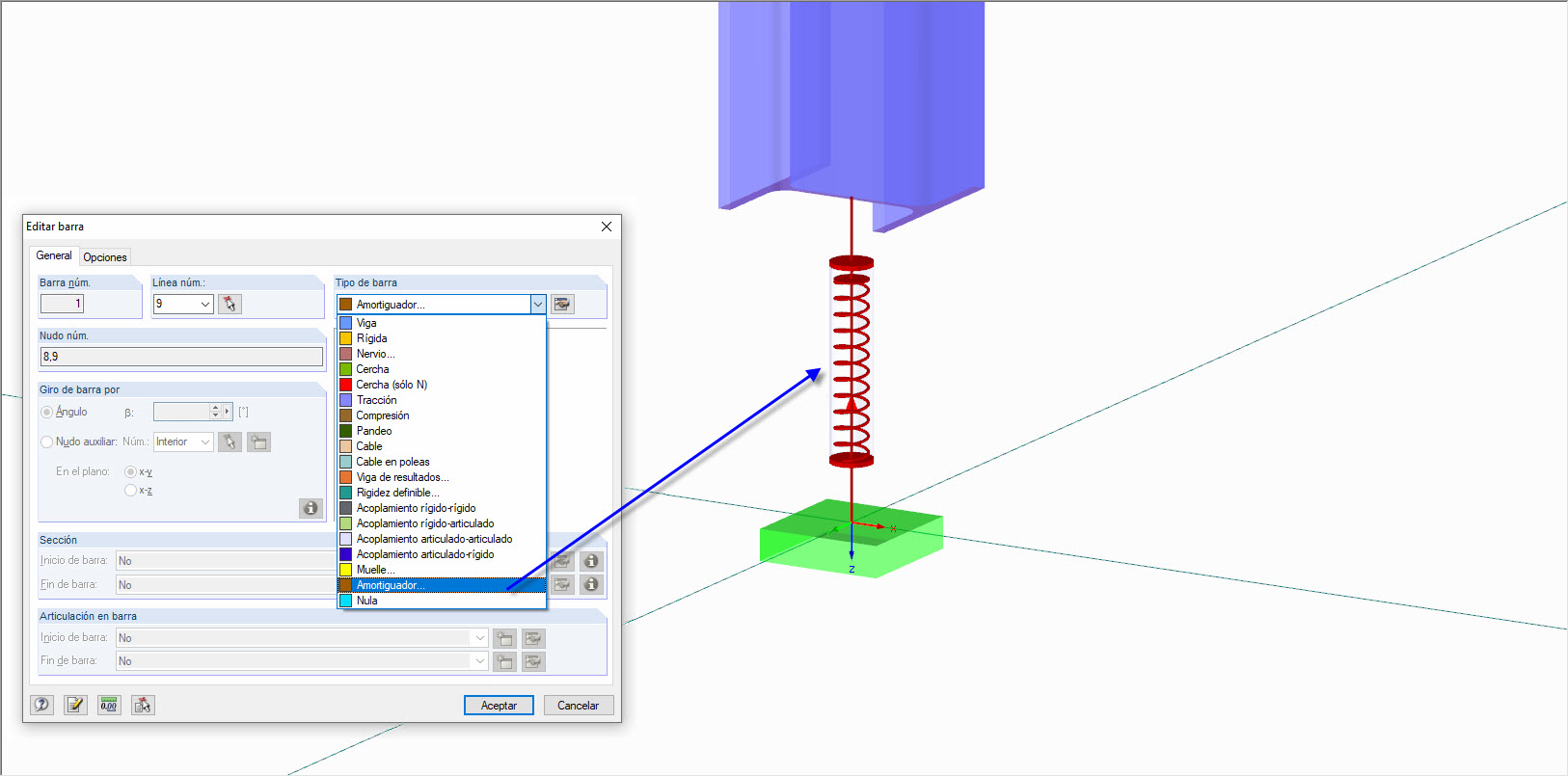 Stabtyp "Dämpfer" in RFEM