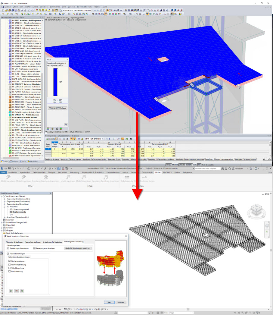 Übergabe von Bewehrungsobjekten von RFEM an Revit