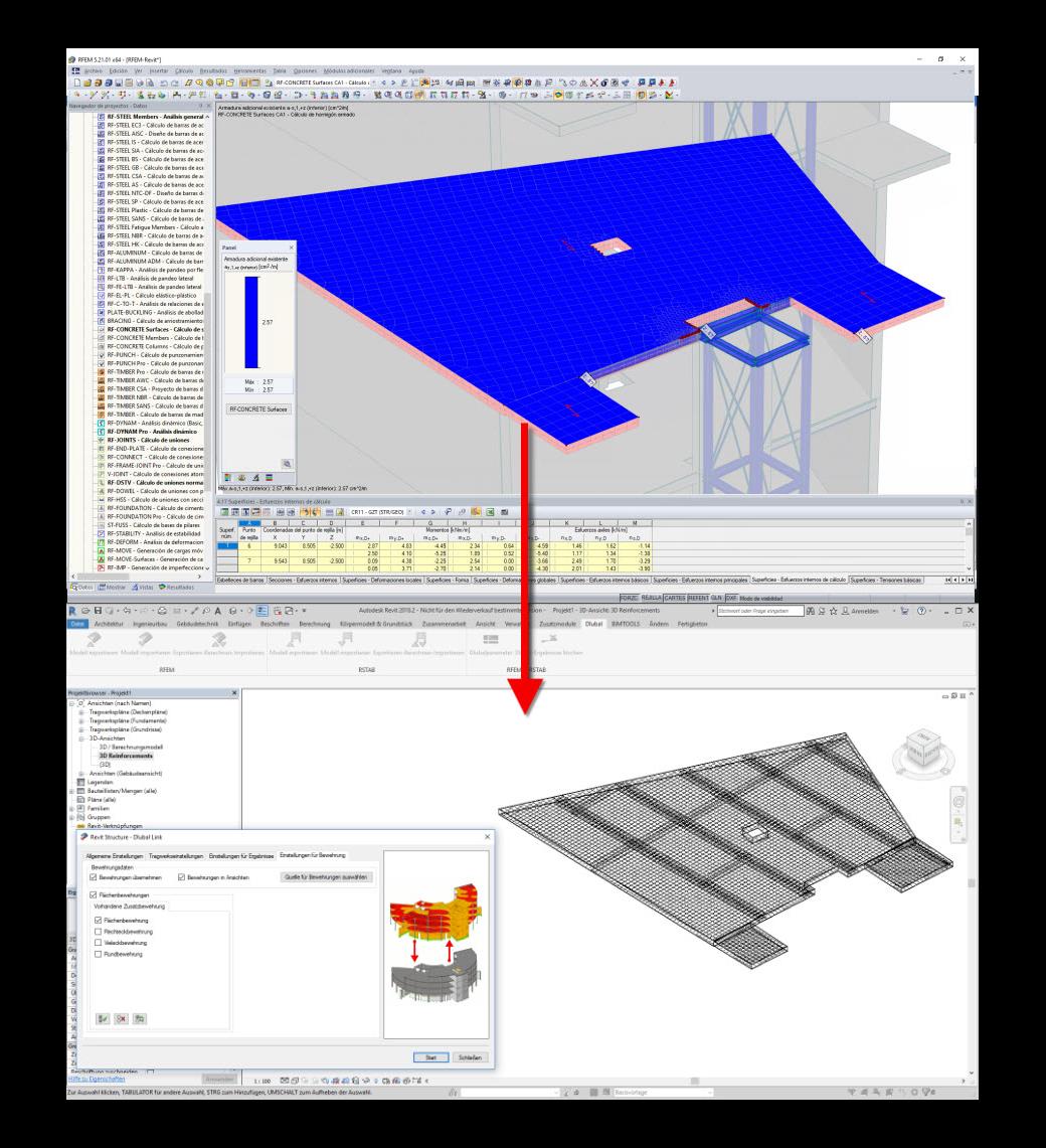 Übergabe von Bewehrungsobjekten von RFEM an Revit
