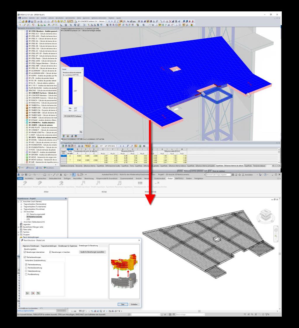 Übergabe von Bewehrungsobjekten von RFEM an Revit