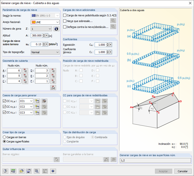 Generar cargas de nieve según Eurocódigo