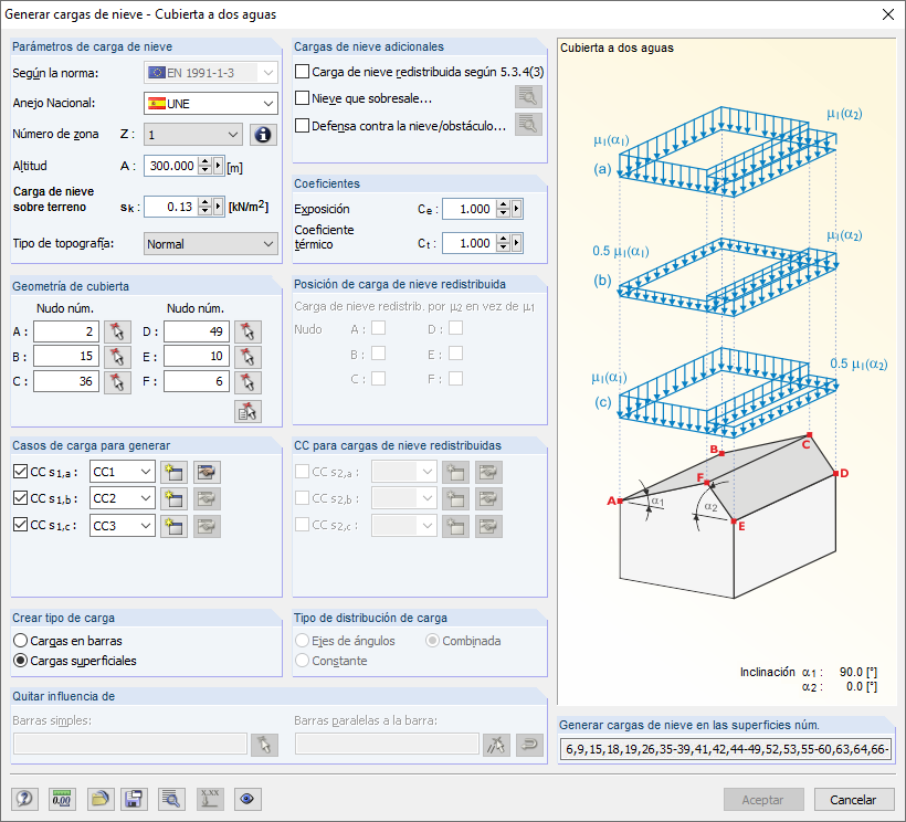 Schneelast nach Eurocode generieren