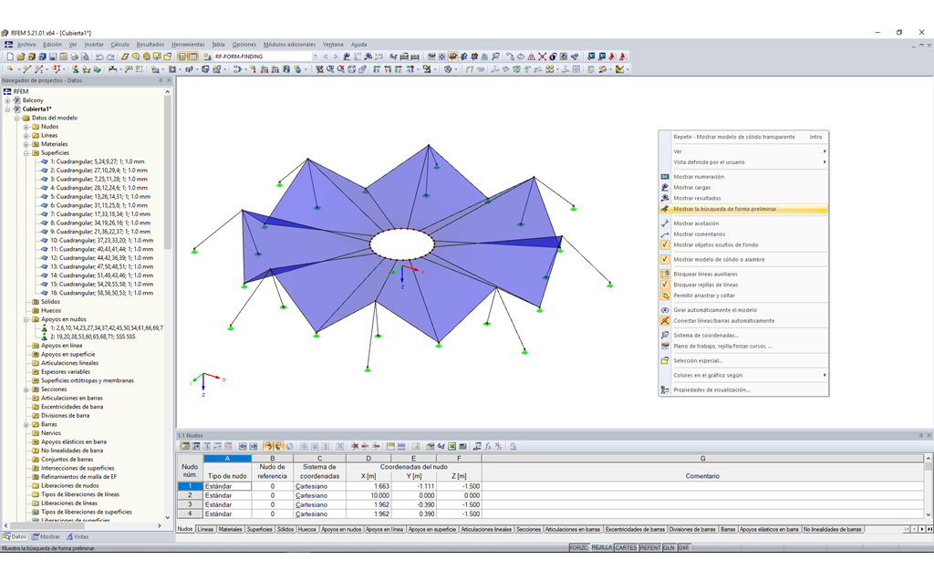 Funktion "Form anzeigen" im Kontextmenü