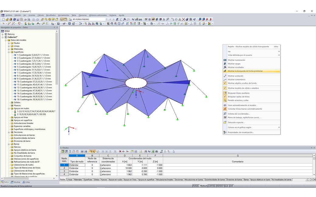 Funktion "Form anzeigen" im Kontextmenü