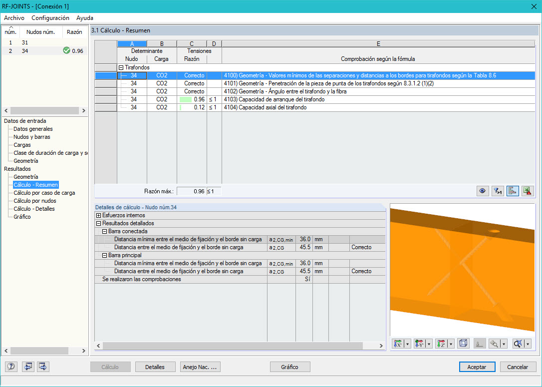 Ergebnisausgabe in Tabellenform