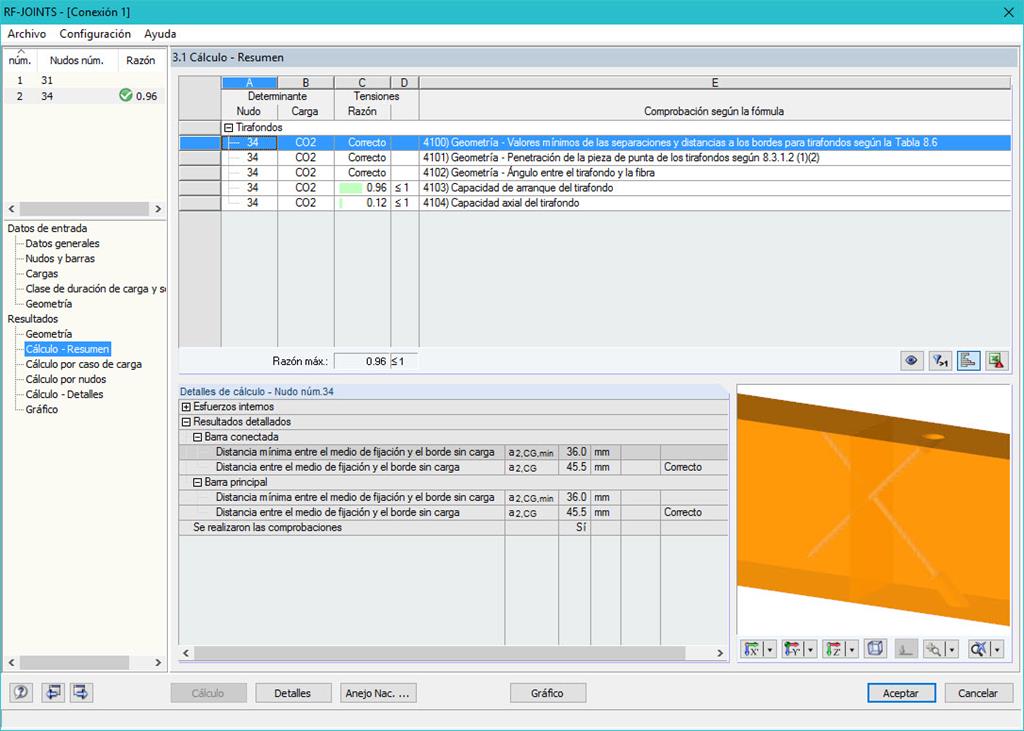 Ergebnisausgabe in Tabellenform