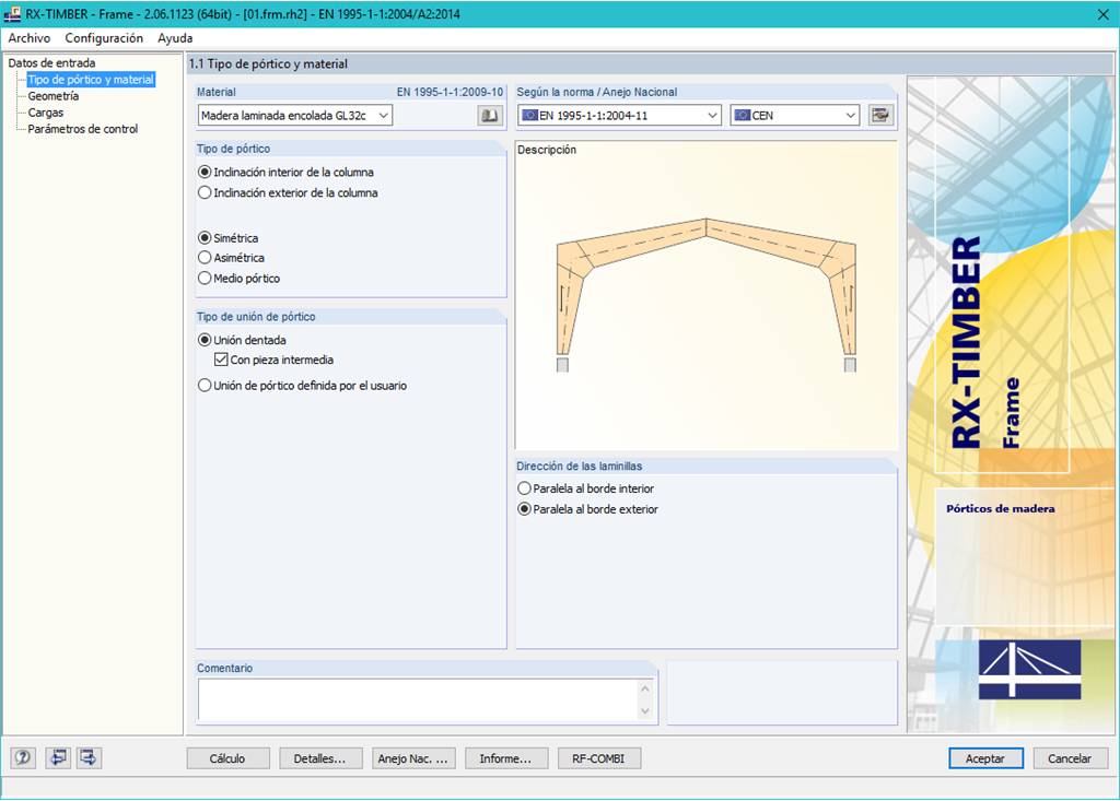 Maske 1.1 Rahmentyp und Material