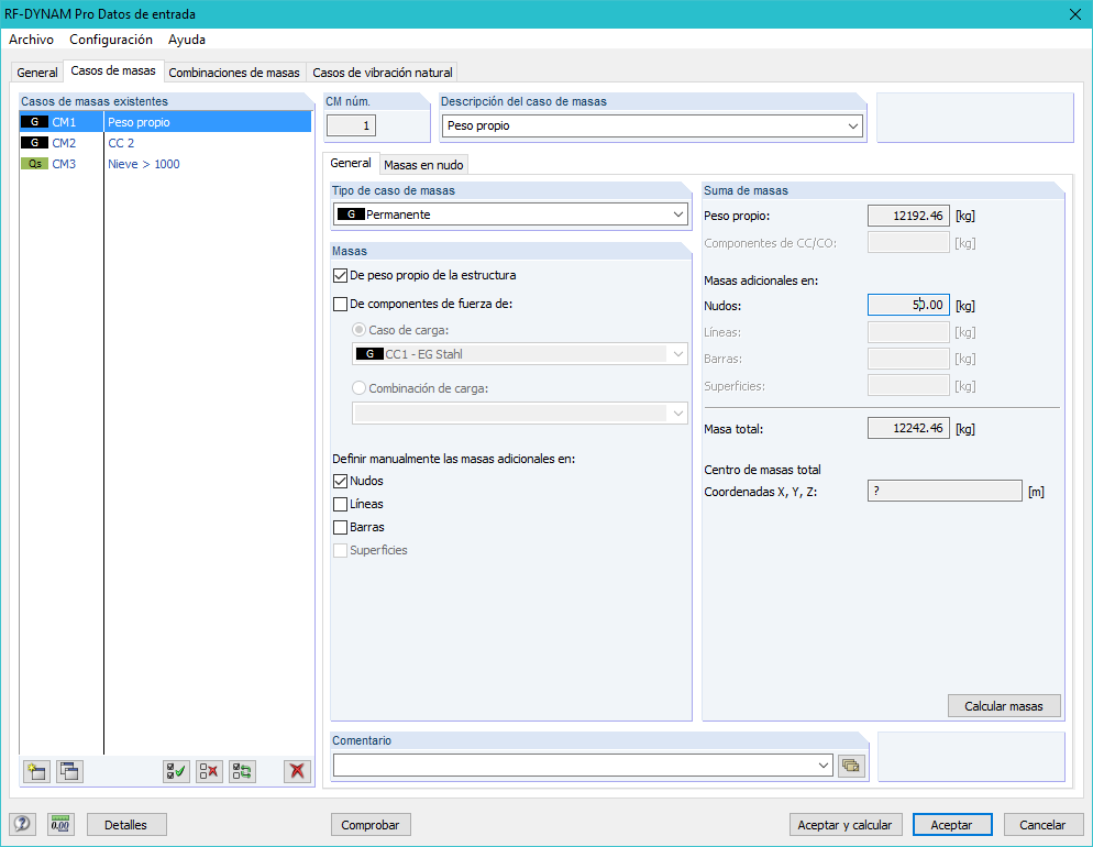Eingabe von Massenfällen