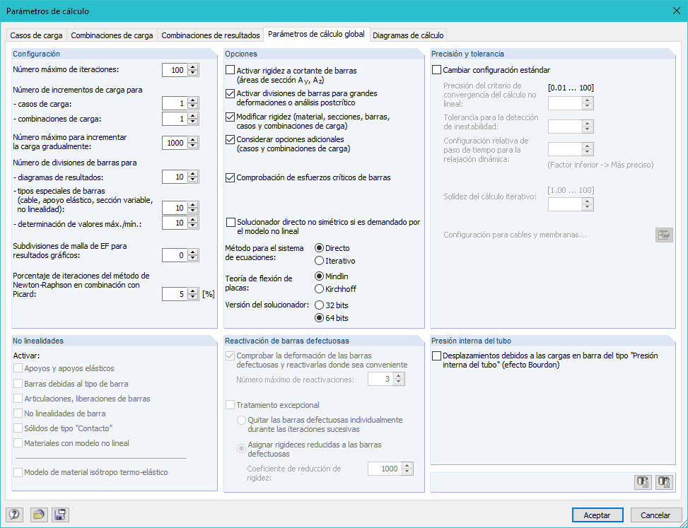 Globale Berechnungsparameter