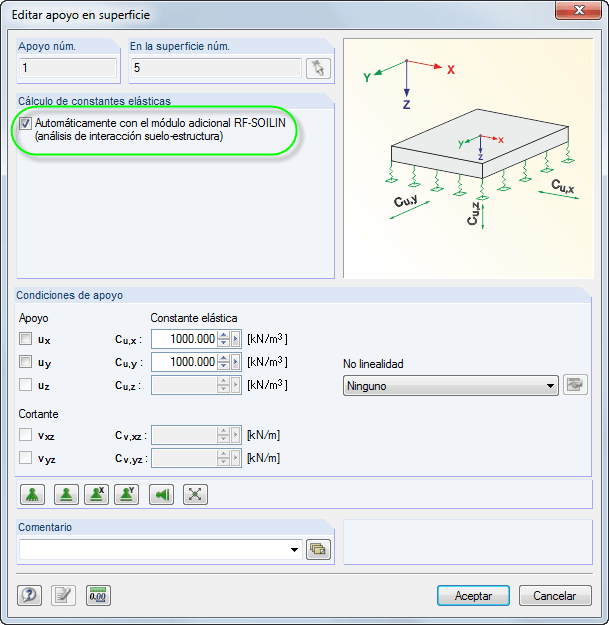 Berechnungsoption für RF-SOILIN in RFEM