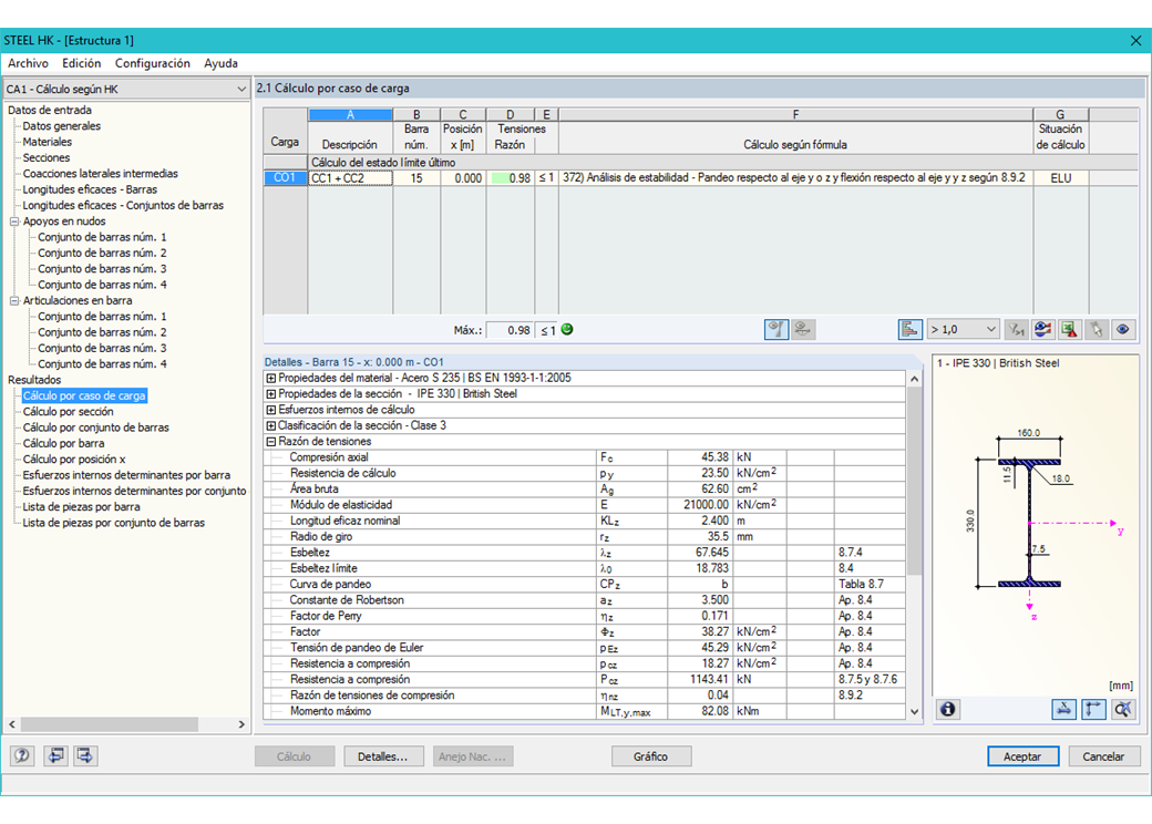 Nachweise lastfallweise