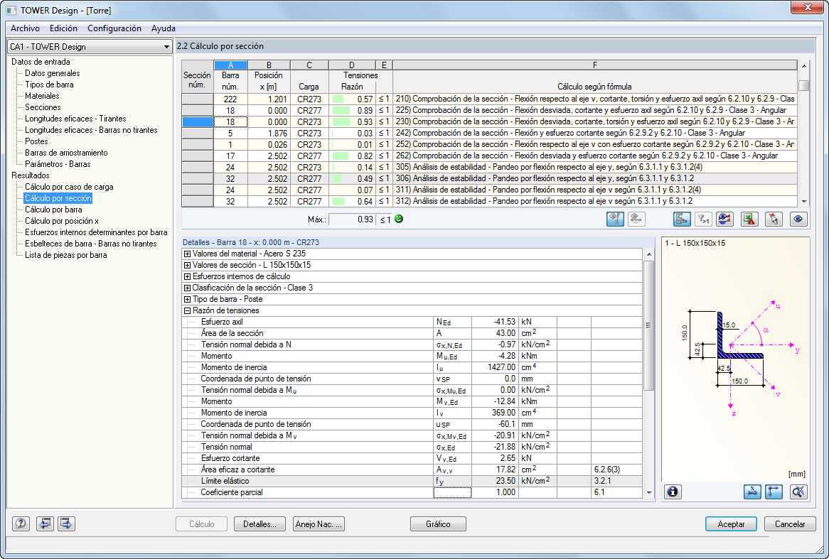 2.2 Cálculo por sección