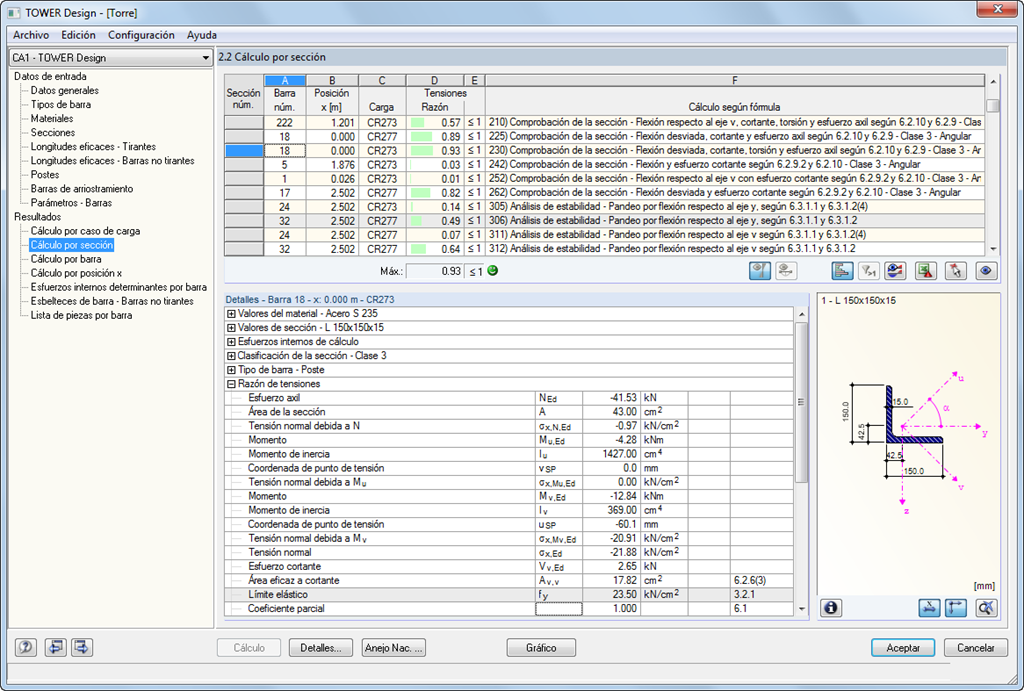 2.2 Cálculo por sección