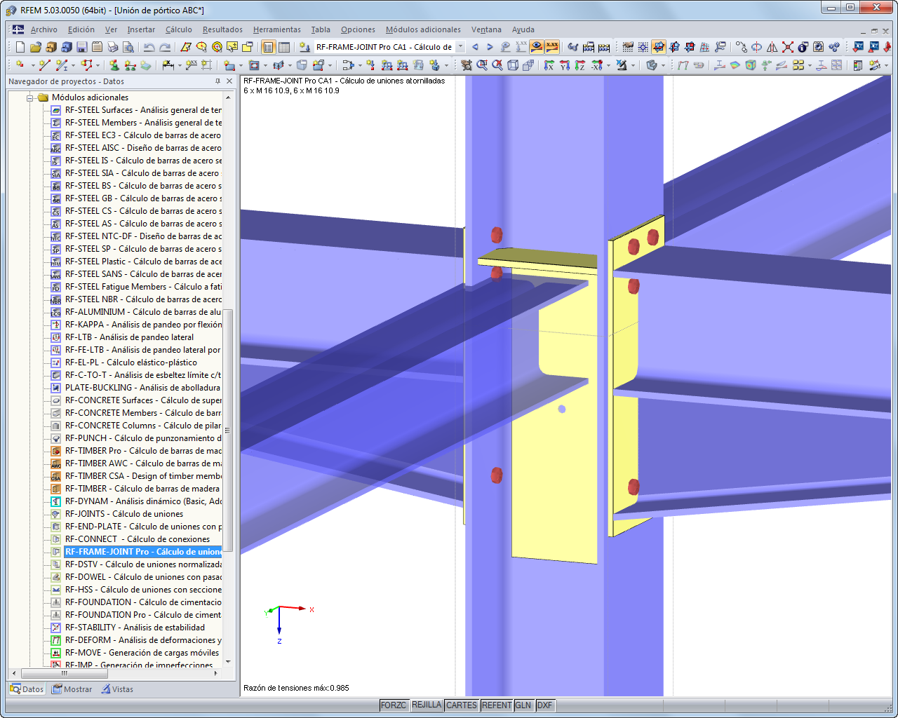 Unión en el modelo de RFEM