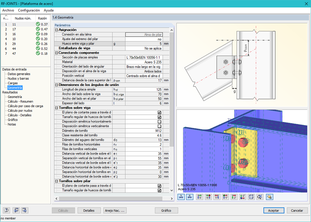 Ventana 1.5 Composición de la conexión