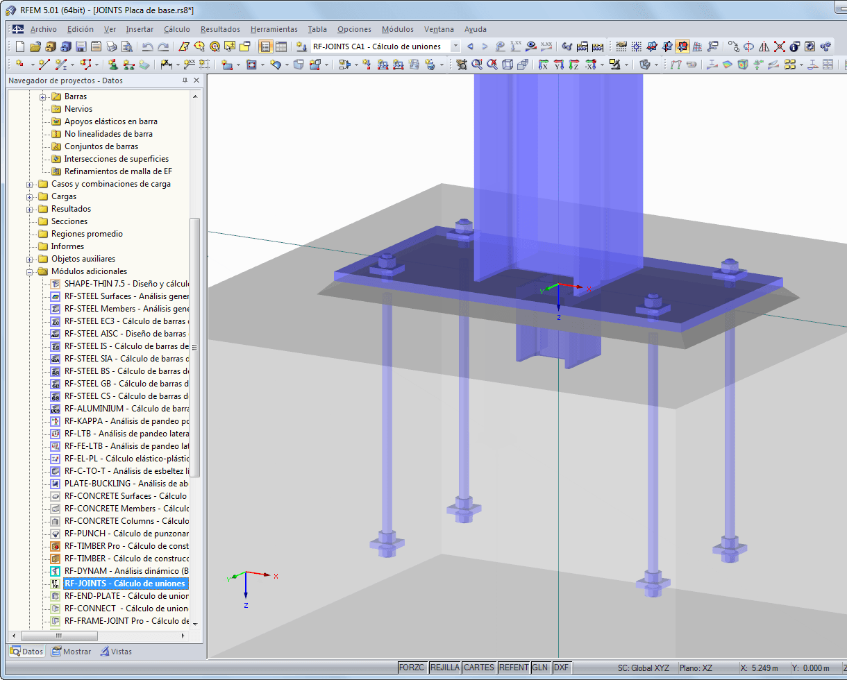 Visualisierung des Fußpunktes in RFEM