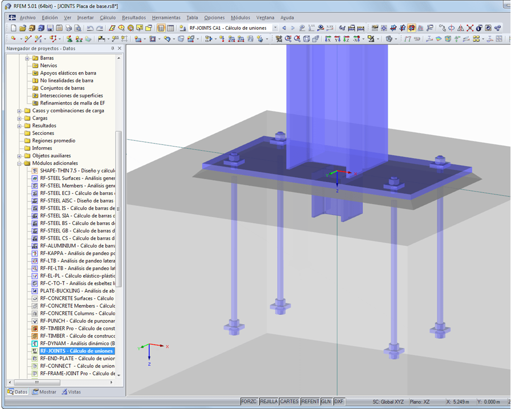 Visualisierung des Fußpunktes in RFEM
