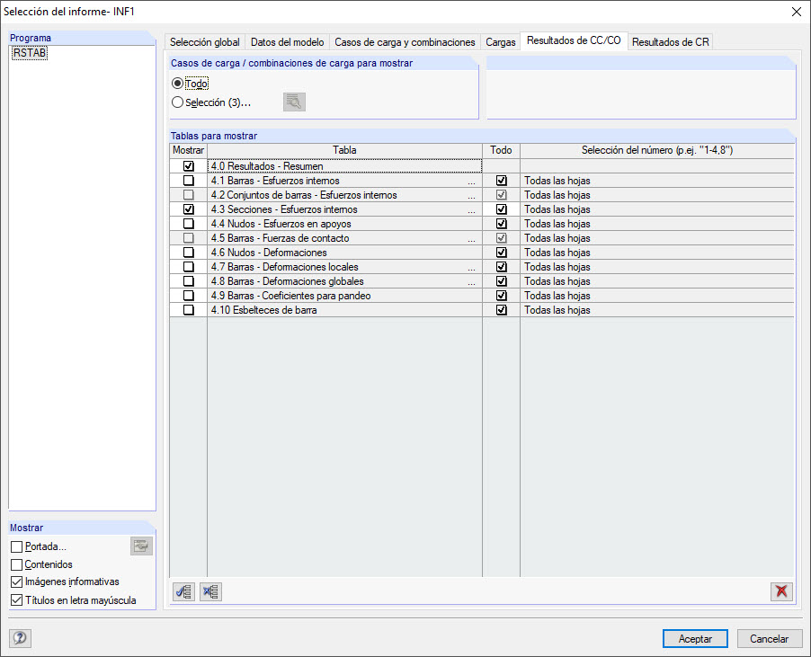 Selektion im Ausdruckprotokoll
