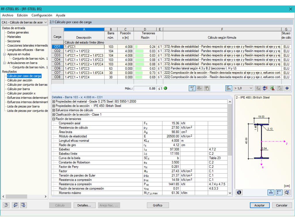 Nachweise lastfallweise