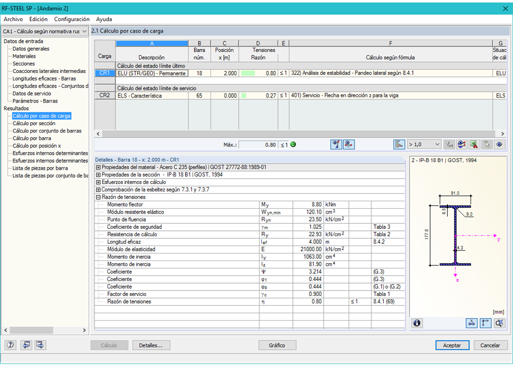 Nachweise lastfallweise