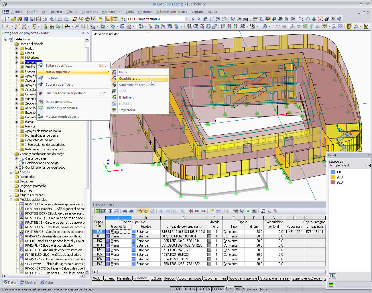 Navigator-Kontextmenü zum Anlegen einer neuen Fläche