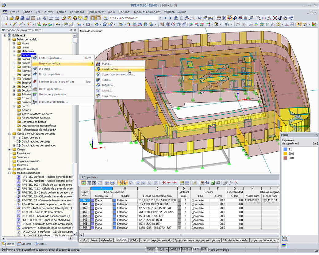 Navigator-Kontextmenü zum Anlegen einer neuen Fläche