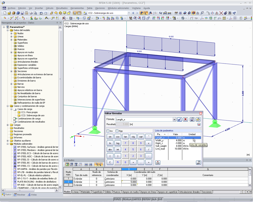 Formeleditor mit Parameterliste