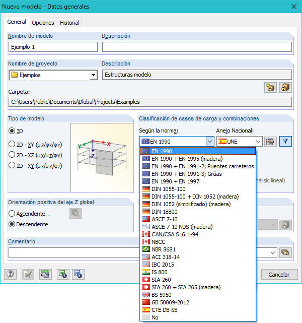 Festlegen der Norm in den Modell-Basisangaben