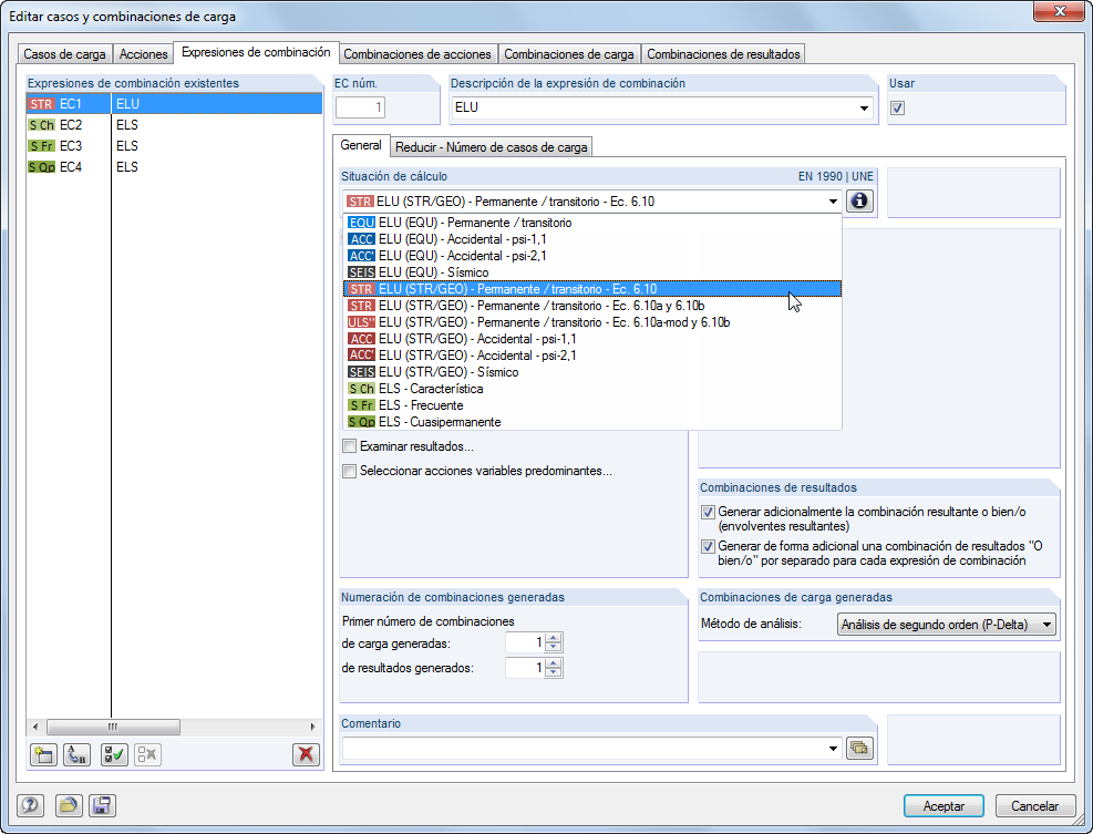 Reduzierung von Steifigkeiten in einer Lastkombination