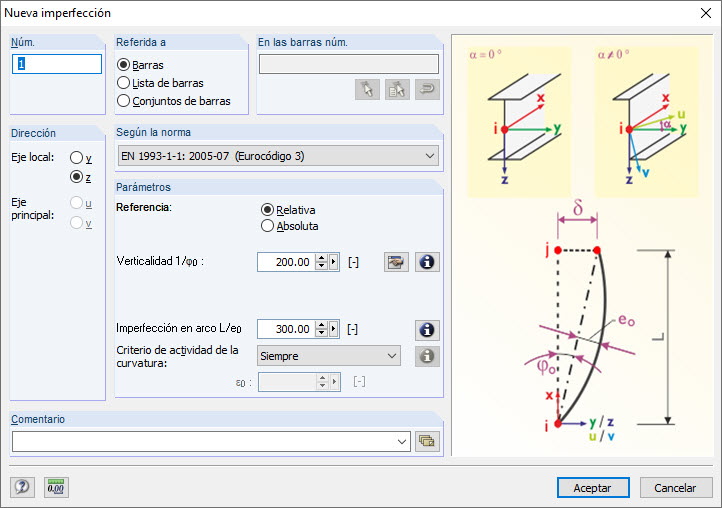 Imperfektion auf Stab