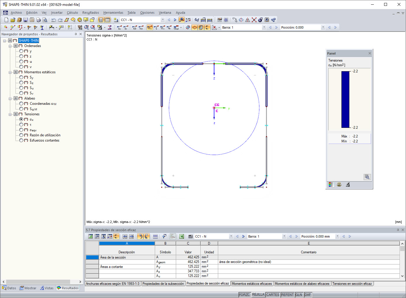 Propiedades de la sección eficaz