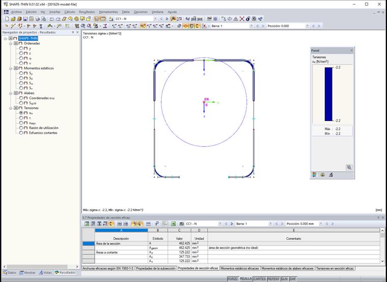 Propiedades de la sección eficaz