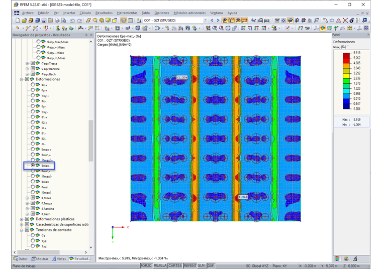 Distorsión máxima en el lado superior
