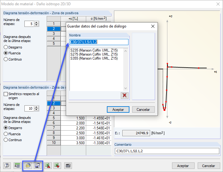 Spannungs-Dehnungs-Diagramm abspeichern