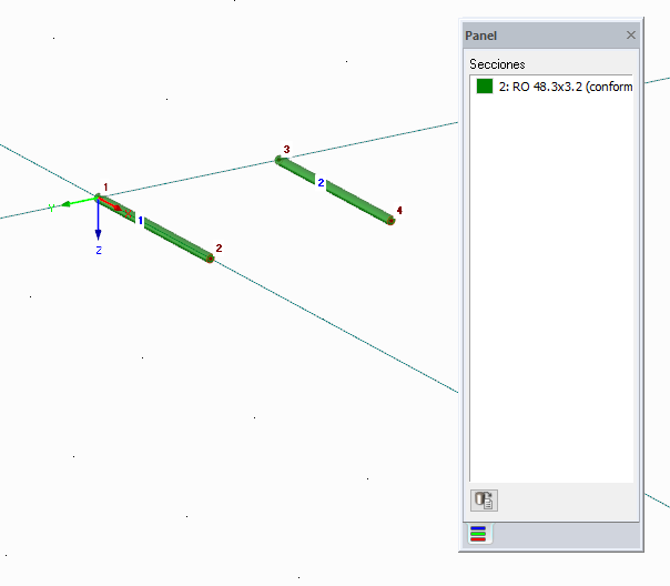 Setzen der Anschlussstäbe mit Querschnitt 2