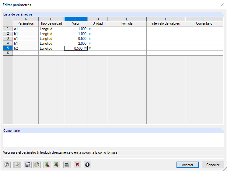 Erstellen der Parameter