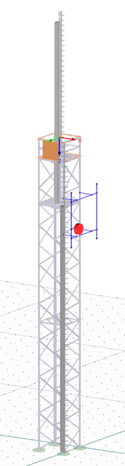 El mástil completo con el soporte de antena definido por el usuario