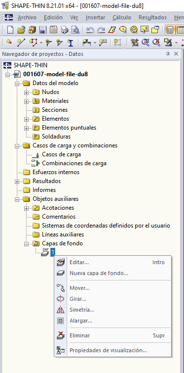 Navegador de Proyectos - Datos, Capas de fondo